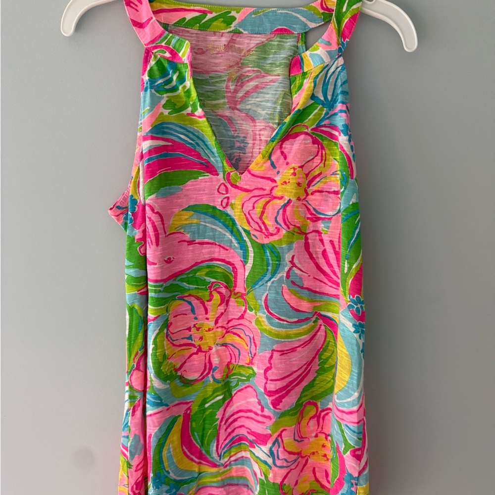 Lilly Pulitzer Pink and Green Floral Tank Top